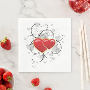 Servilleta De Papel Servilletas de Amor Rojo Corazón Elegante