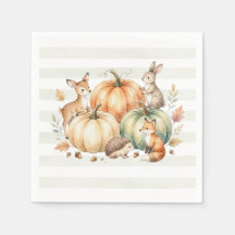 Servilletas de Animales del Bosque de Otoño
