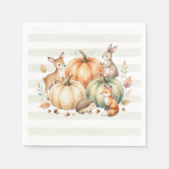 Servilleta De Papel Servilletas de Animales del Bosque de Otoño (Anverso)
