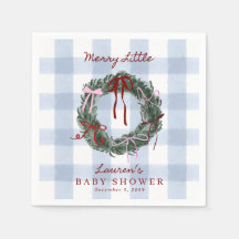 Servilletas de Baby Shower Azules de Gingham Alegr