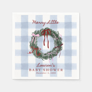 Servilleta De Papel Servilletas de Baby Shower Azules de Gingham Alegr