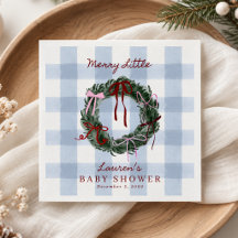 Servilletas de Baby Shower Azules de Gingham Alegr