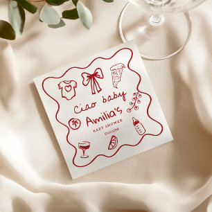 Servilleta De Papel Servilletas de baby shower con doodle de pizza ita