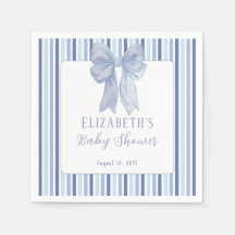 Servilletas de baby shower con lazos azules polvor