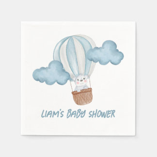 Servilleta De Papel Servilletas de Baby Shower de Animales Azul y Blan