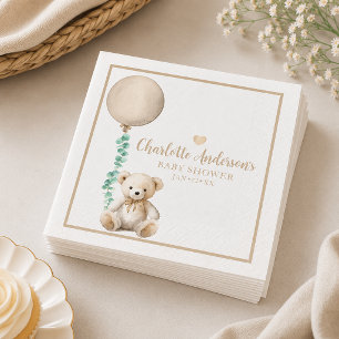Servilleta De Papel Servilletas de Baby Shower Oso Marrón Neutro