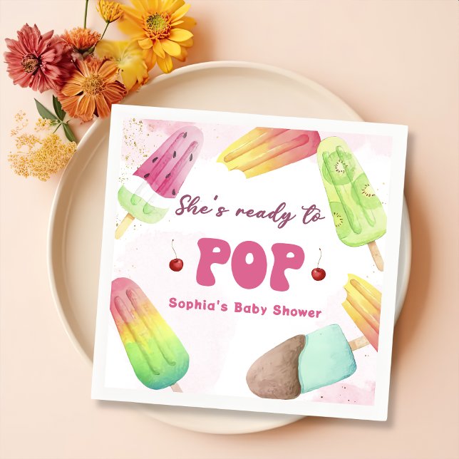 Servilleta De Papel Servilletas de Baby Shower Popsicle She's Ready To (Subido por el creador)