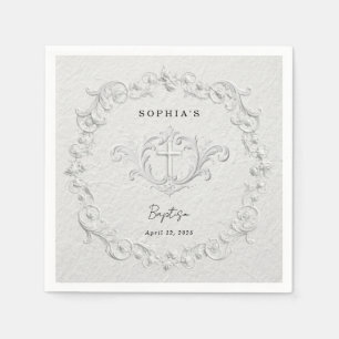 Servilleta De Papel Servilletas de Bautizo Florales con Relieve Falso