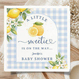Servilleta De Papel Servilletas de bebé azul niño ducha de limón cítri