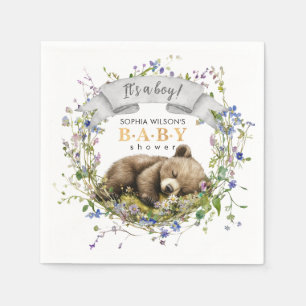 Servilleta De Papel Servilletas de bebé oso dormido lindo para baby sh