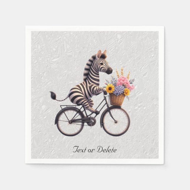 Servilleta De Papel Servilletas de bicicleta floral cebra (Anverso)
