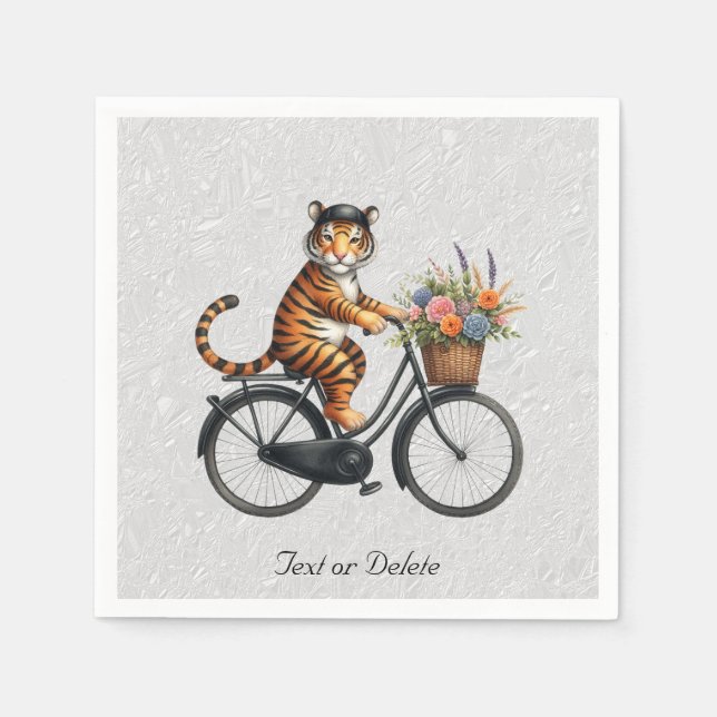 Servilleta De Papel Servilletas de bicicleta floral tigre (Anverso)