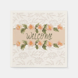 Servilleta De Papel Servilletas de bienvenida con flores de acuarela r