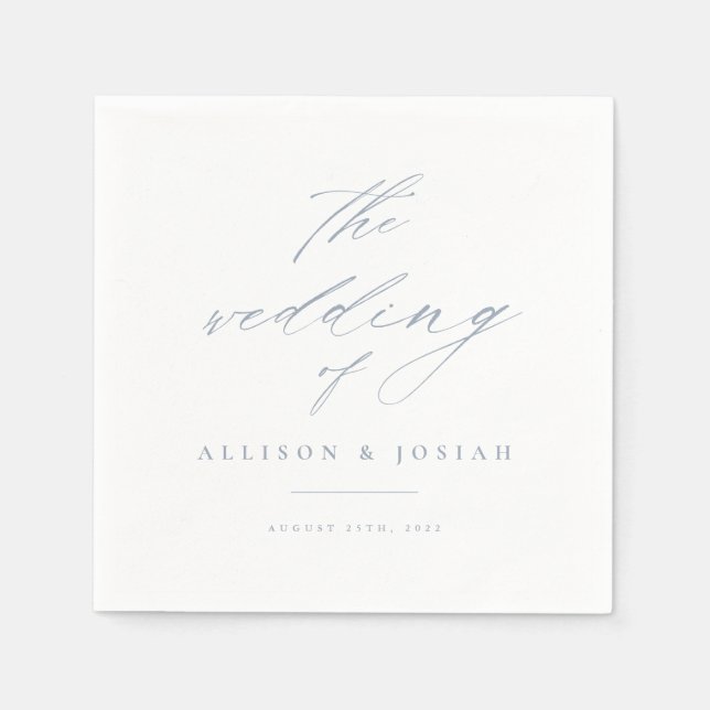 Servilleta De Papel Servilletas de boda azules con letra simple (Anverso)