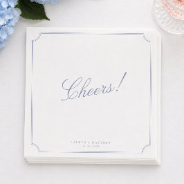 Servilleta De Papel Servilletas de boda azules con marco elegante
