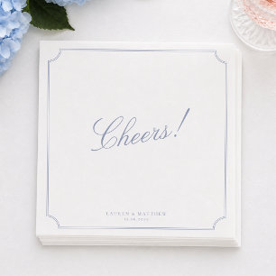 Servilleta De Papel Servilletas de boda azules con marco elegante