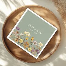 Servilletas de boda boho con flores silvestres en