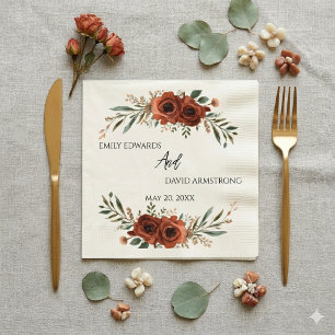 Servilleta De Papel Servilletas de boda boho florales de terracota mal