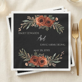 Servilleta De Papel Servilletas de boda boho florales de terracota mal