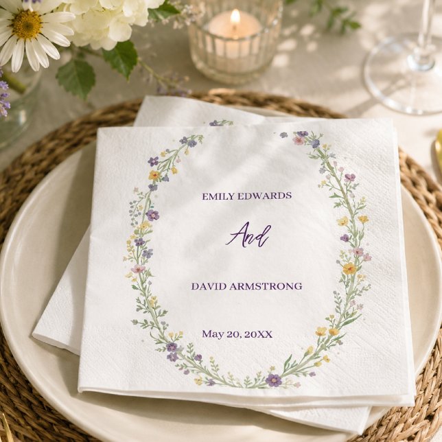 Servilleta De Papel Servilletas de boda boho florales simples modernas (Subido por el creador)