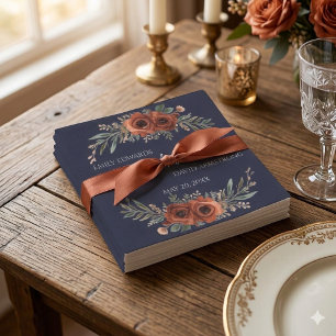 Servilleta De Papel Servilletas de boda boho florales terracota naval