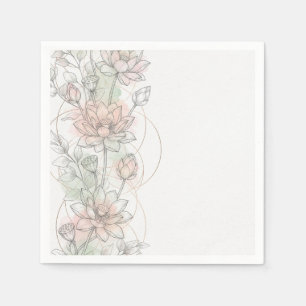 Servilleta De Papel Servilletas de boda botánicas Blush Lotus