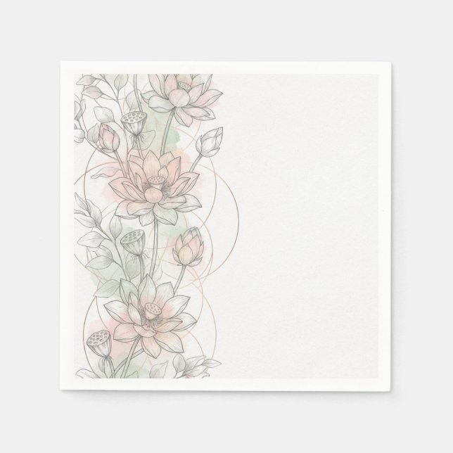 Servilleta De Papel Servilletas de boda botánicas Blush Lotus (Anverso)