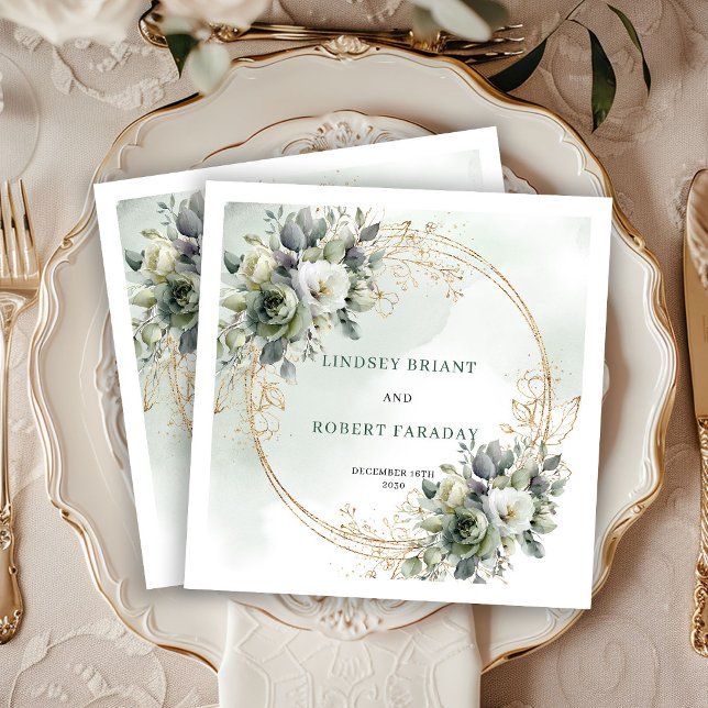 Servilleta De Papel Servilletas de boda botánicas de eucalipto moderna (Modern Eucalyptus Botanical Wedding Napkins)