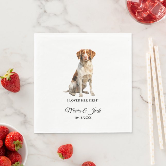 Servilleta De Papel Servilletas de boda Brittany Spaniel con foto de p (In situ)