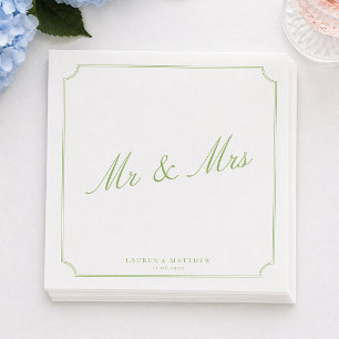 Servilleta De Papel Servilletas de boda Citrus Green Sr y Sra