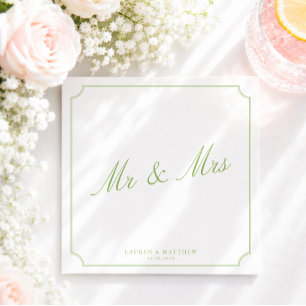 Servilleta De Papel Servilletas de boda Citrus Green Sr y Sra