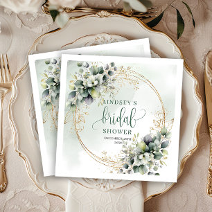 Servilleta De Papel Servilletas de boda con acuarela de verde dorado