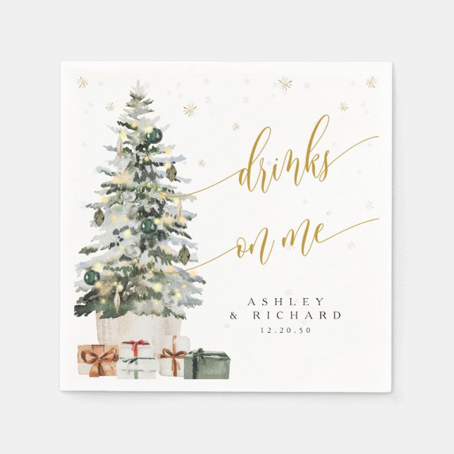 Servilleta De Papel Servilletas de boda con árbol de Navidad (Anverso)