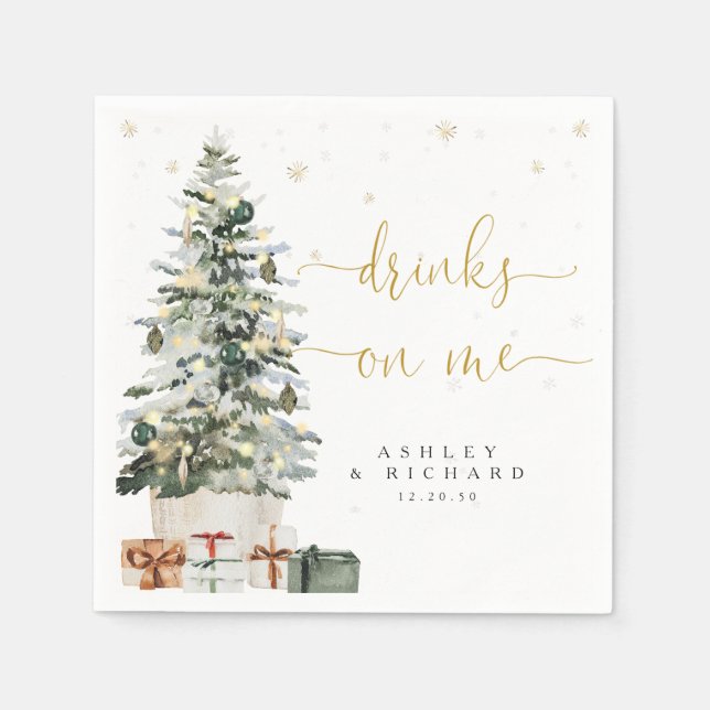 Servilleta De Papel Servilletas de boda con árbol de Navidad (Anverso)