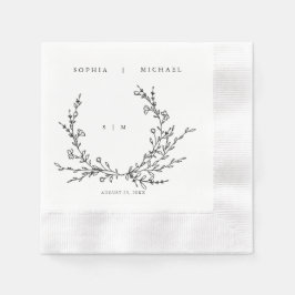 Servilleta De Papel Servilletas de boda con arte de línea floral minim