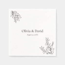 Servilleta De Papel Servilletas de boda con arte de línea minimalista 