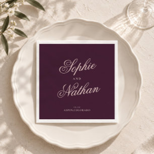 Servilleta De Papel Servilletas de boda con caligrafía de ciruela