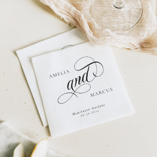 Servilleta De Papel Servilletas de boda con caligrafía vintage clásica