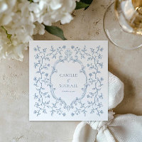 Servilletas de boda con cresta de toile azul
