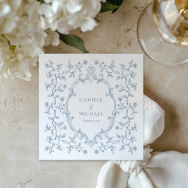Servilleta De Papel Servilletas de boda con cresta de toile azul