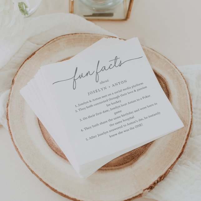 Servilleta De Papel Servilletas de boda con datos divertidos en caligr (Subido por el creador)