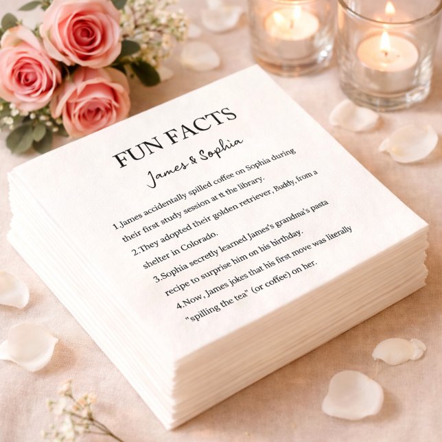 Servilleta De Papel Servilletas de boda con datos divertidos personali (Subido por el creador)