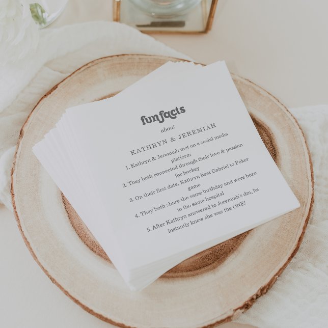 Servilleta De Papel Servilletas de boda con datos divertidos y sencill (Subido por el creador)