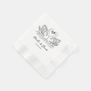 Servilleta De Papel Servilletas de boda con dibujo de cisnes hechos a
