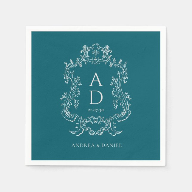 Servilleta De Papel Servilletas de boda con diseño floral simple (Anverso)