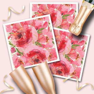 Servilleta De Papel Servilletas de boda con estampado floral en acuare