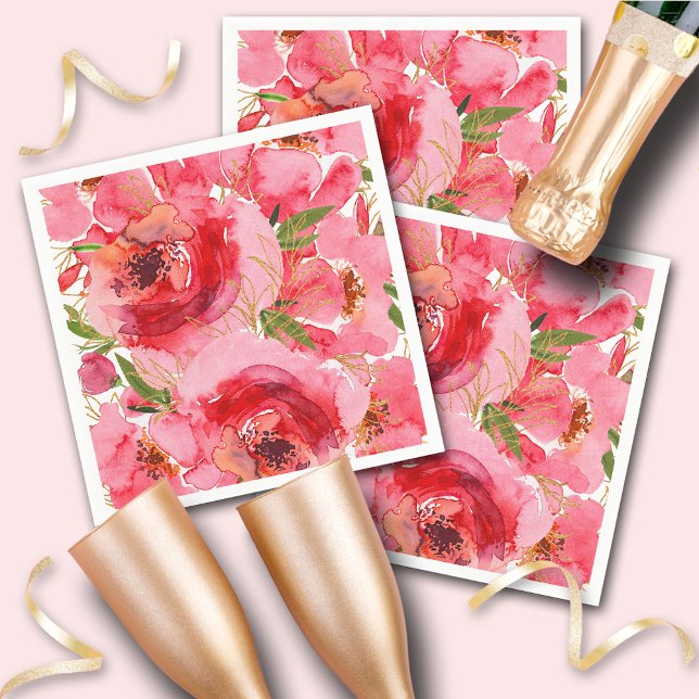 Servilleta De Papel Servilletas de boda con estampado floral en acuare (Subido por el creador)