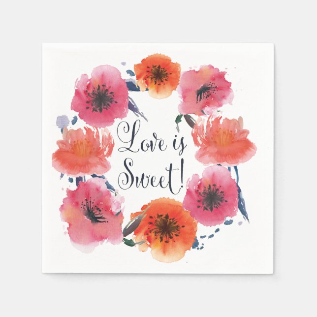 Servilleta De Papel Servilletas de boda con estampado floral en acuare (Anverso)