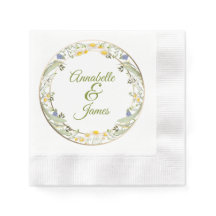 Servilletas de Boda con Flores de Verano Acuñadas
