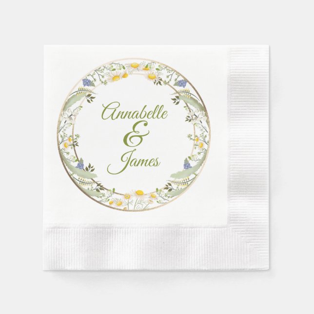 Servilleta De Papel Servilletas de Boda con Flores de Verano Acuñadas (Anverso)